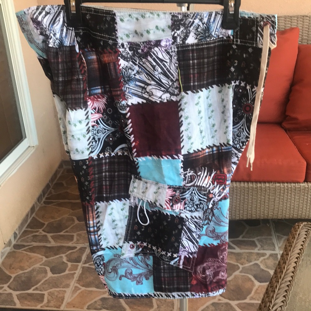 Billabong Multicolor Patchwork Swim Trunks Nwot) - image 2